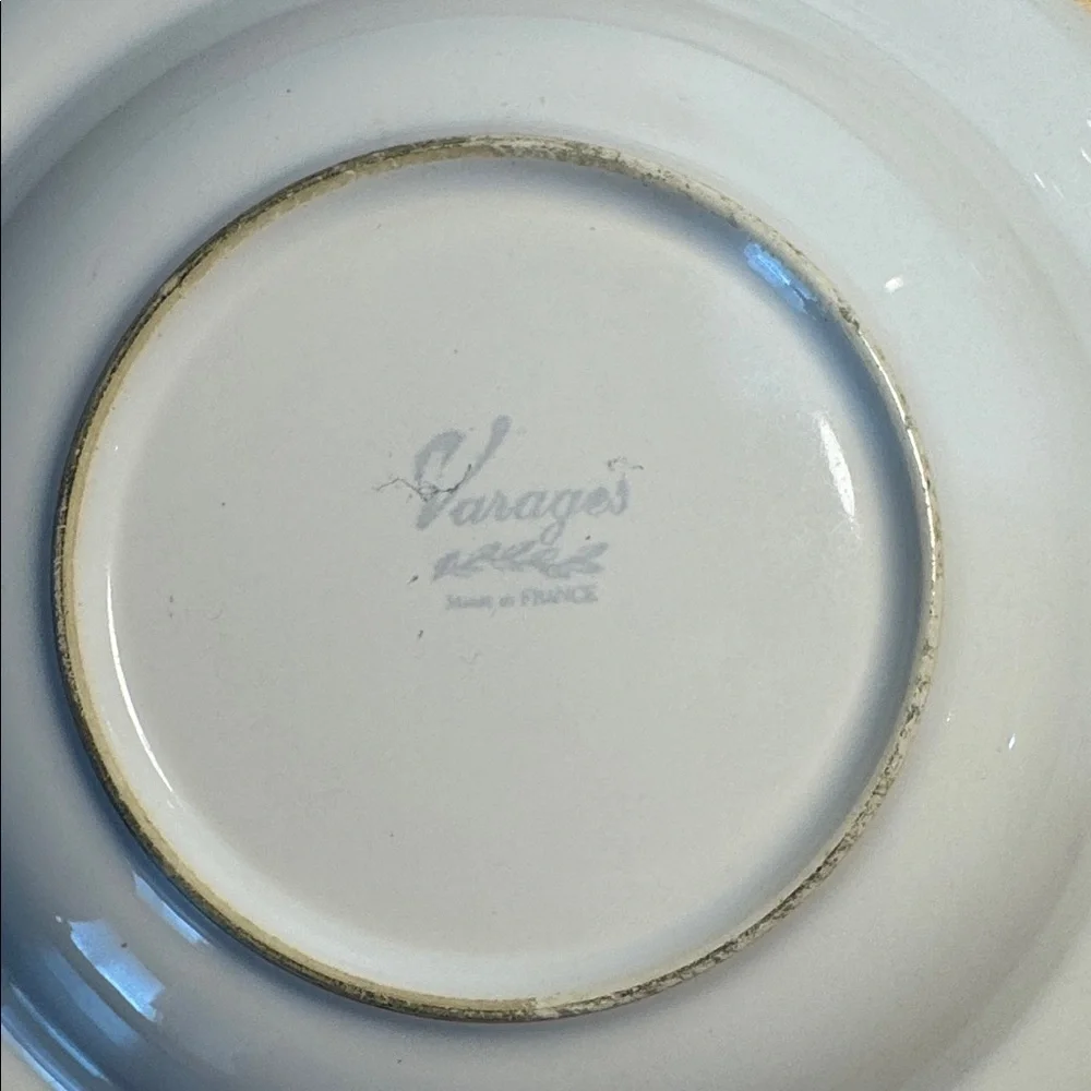 Varages France Cabanon Large Rim Soup Bowl Green Trim Farmhouse Cottage Floral